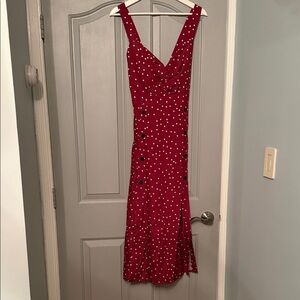 RIHOAS Red and White Polka Dot Midi Dress